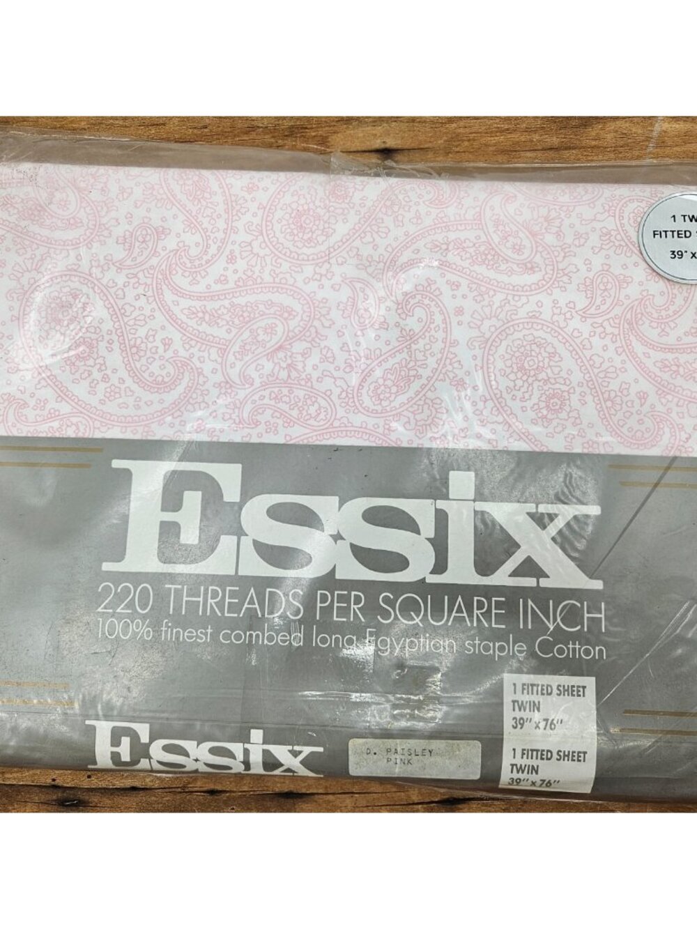 New Essix Pink Paisley Twin Size Fitted Sheet Egyptian Cotton